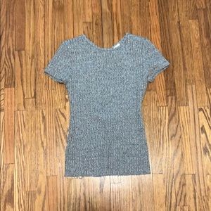 Backless Grey Ribbed Tee